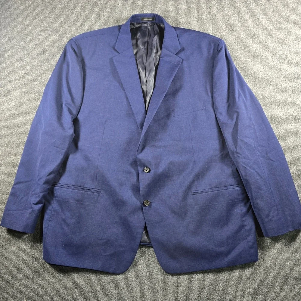 Lauren Ralph Lauren Mens Blue Plaid 100% Wool Suit 52R 44W 32L Natural Stretch